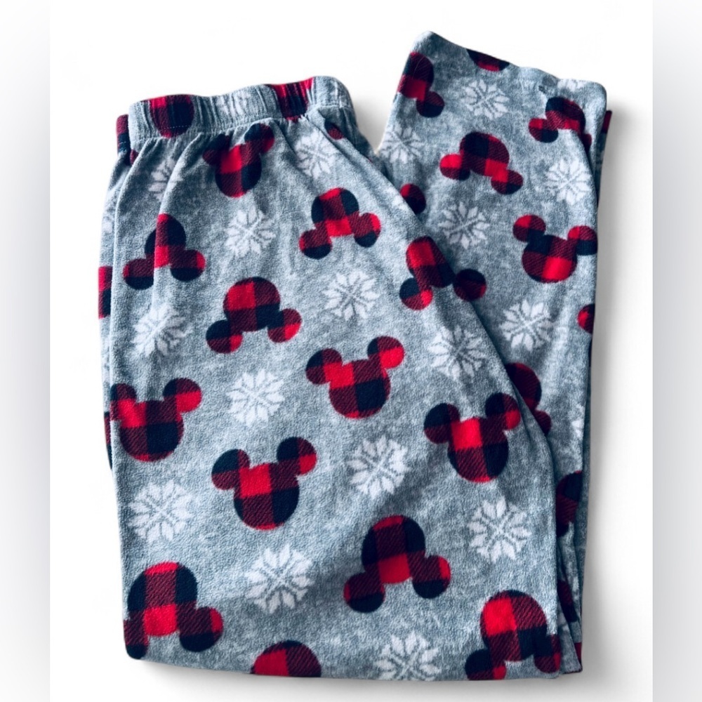 Women’s Disney Gray Red Buffalo Check Mickey Mouse Pajama Pants/XL - Picture 1 of 5